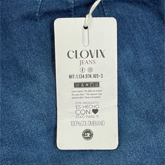 Clovix Jeans Dama WMNS Blue Tummy Control Distressed Raw Hem Wide Leg SZ US 10 - Picture 9 of 12